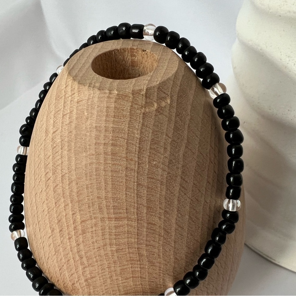 Stretch Beaded Anklet Black Size Small 8.25” - Picture 3 of 12